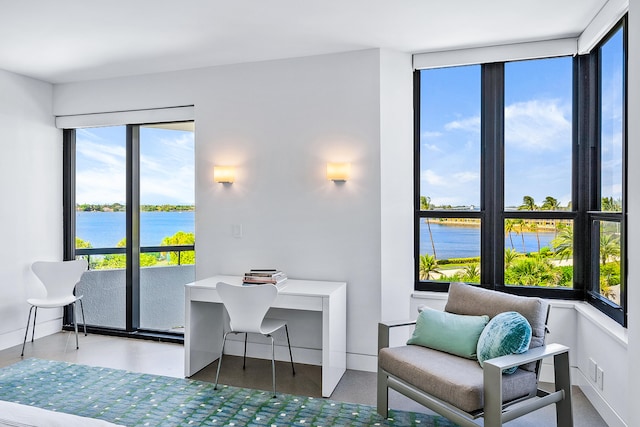 bedroom with a water view