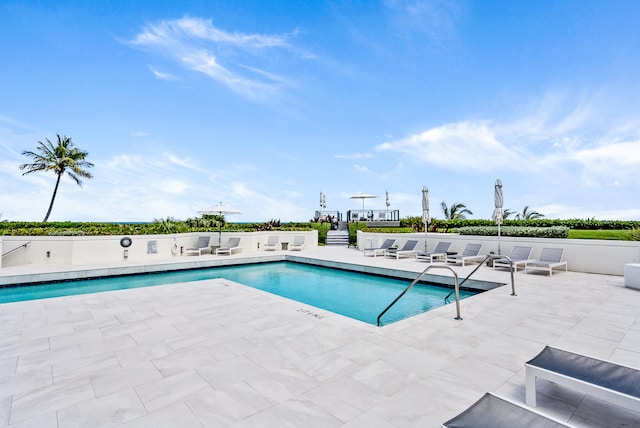 view of pool featuring a patio