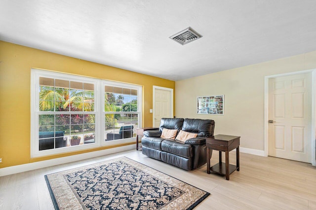 living room with light wood-type flooring