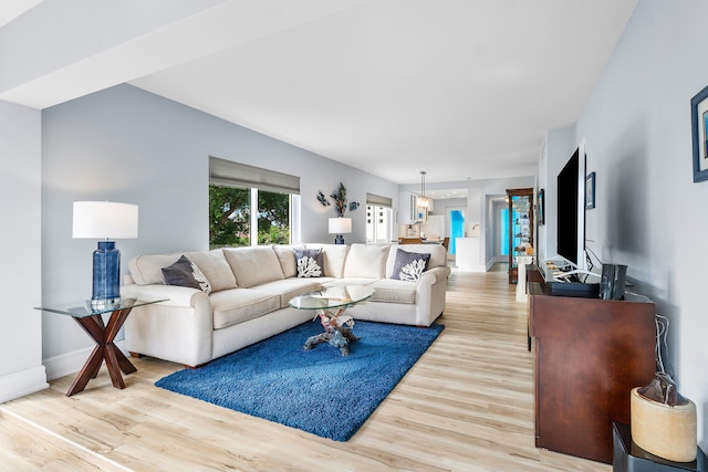 living room featuring light wood-type flooring