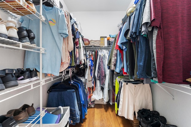 spacious closet featuring hardwood / wood-style flooring