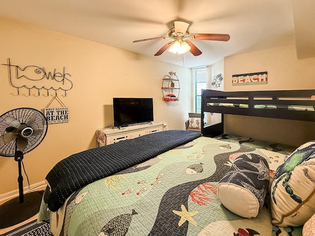 bedroom featuring ceiling fan