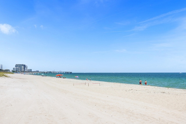 property view of water featuring a view of the beach