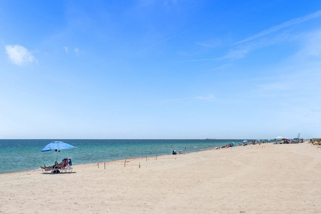 view of water feature featuring a view of the beach