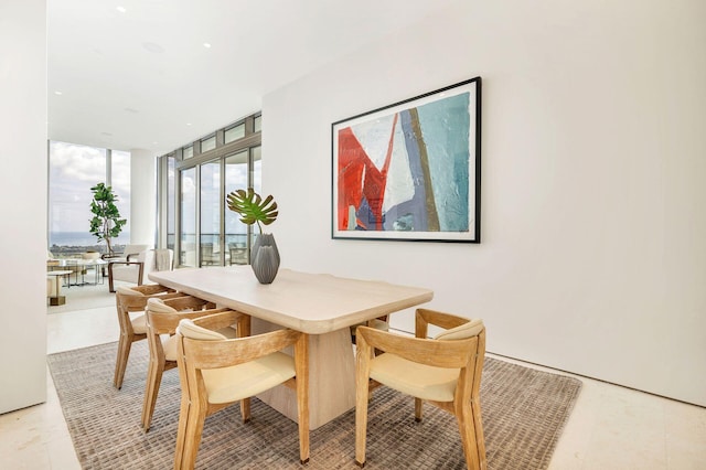 dining room with expansive windows