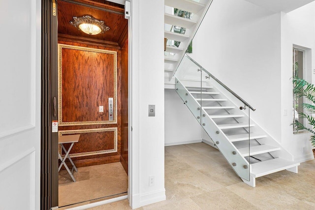 staircase with elevator