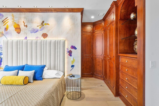 bedroom featuring light hardwood / wood-style flooring