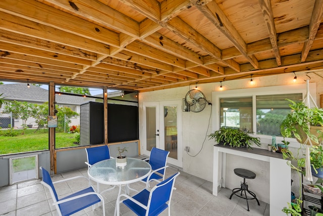 sunroom with french doors