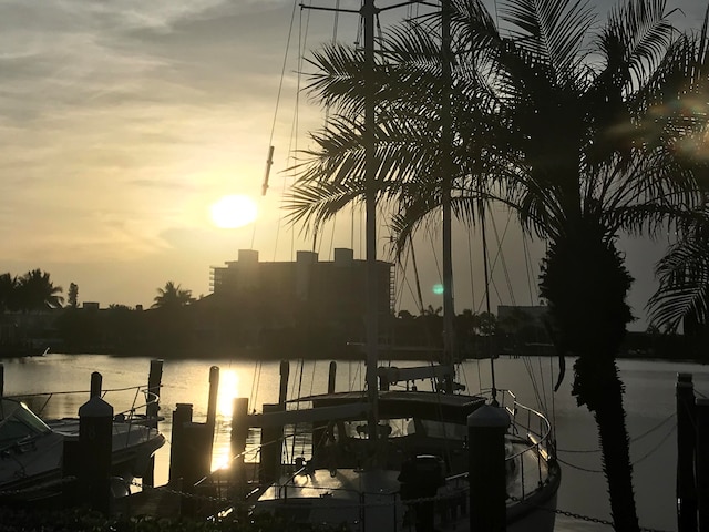 property view of water with a boat dock