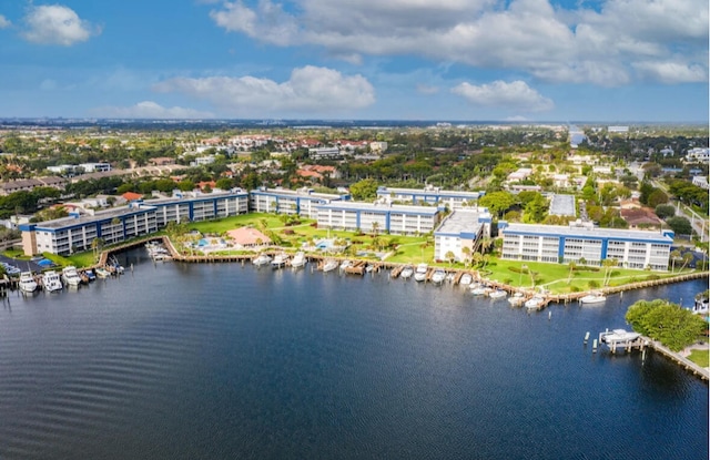 bird's eye view featuring a water view