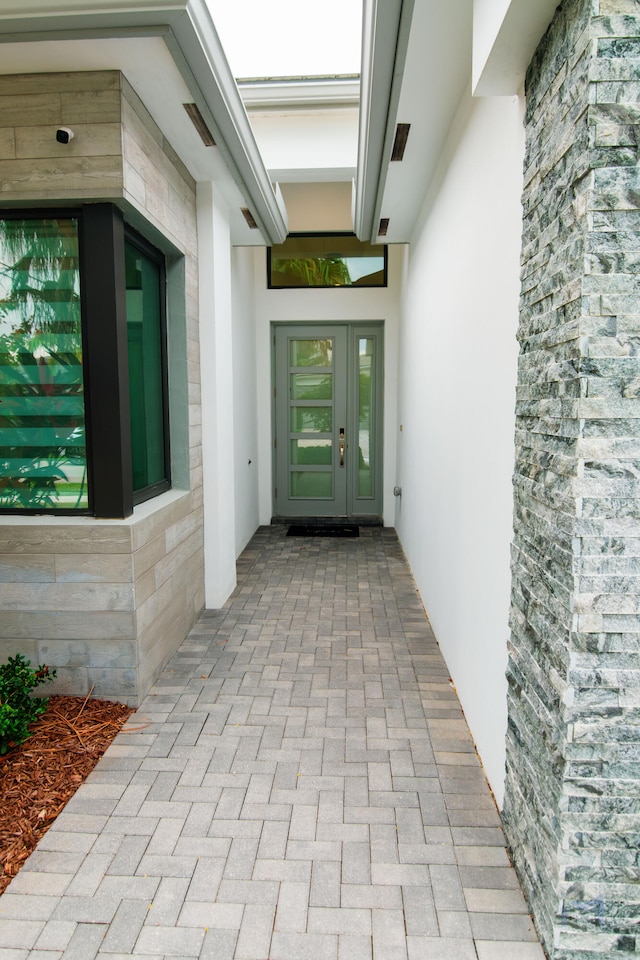 property entrance with french doors