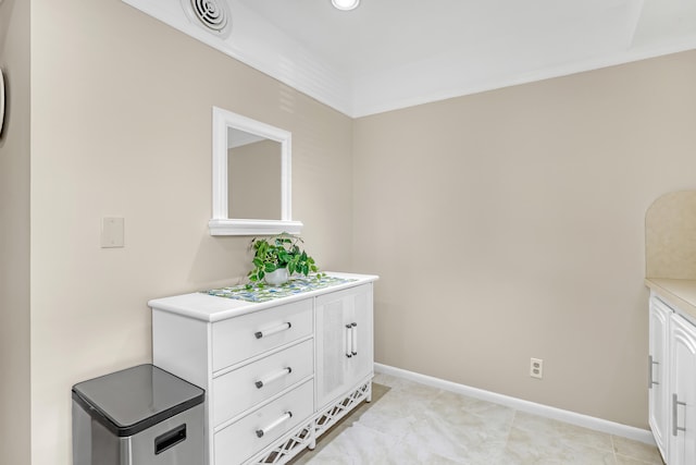 interior space featuring light tile patterned flooring