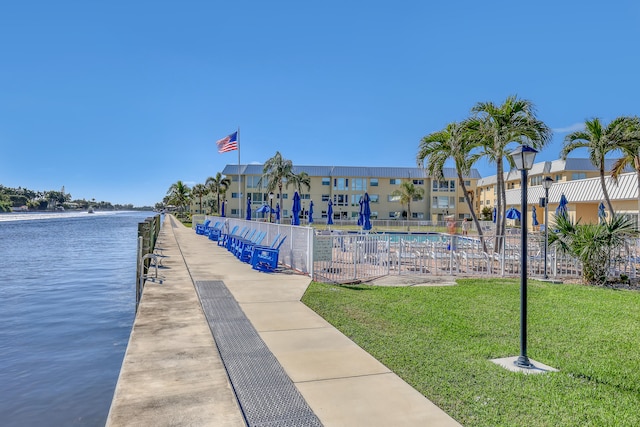 dock area featuring a water view