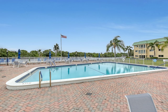 view of pool featuring a patio