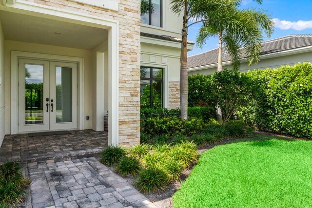 property entrance with french doors