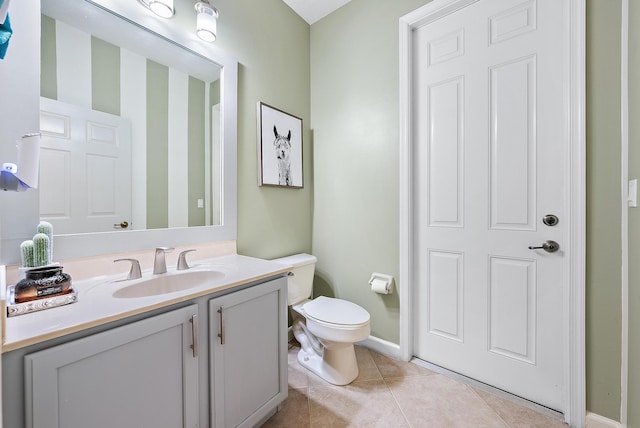 bathroom with tile patterned floors, toilet, and vanity