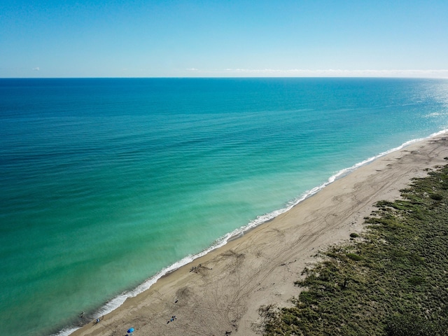 property view of water featuring a view of the beach