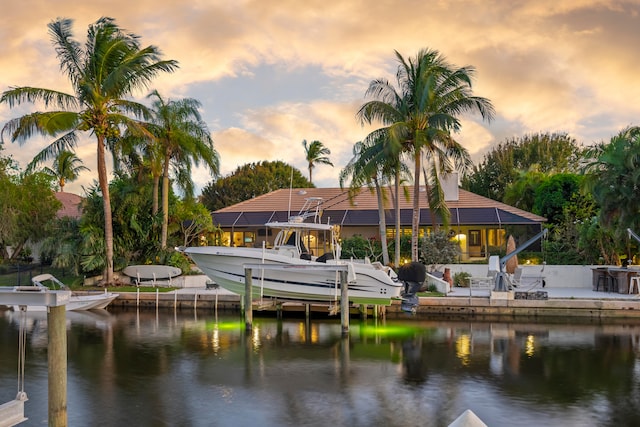 dock area with a water view