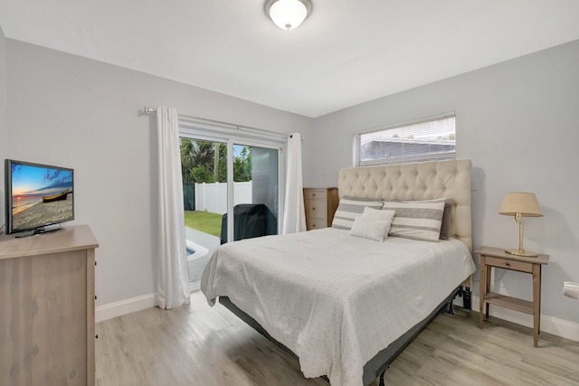 bedroom with light hardwood / wood-style flooring