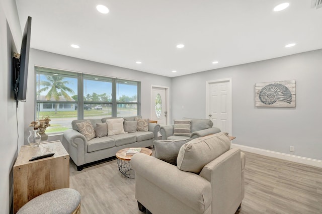 living room featuring light hardwood / wood-style floors