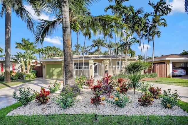 view of front of property with a garage