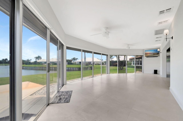 330 Cedar Key Cir, Atlantis, FL 33462 - unfurnished sunroom with visible vents and a water view