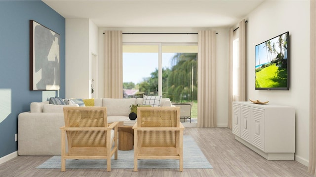 living area featuring light hardwood / wood-style flooring