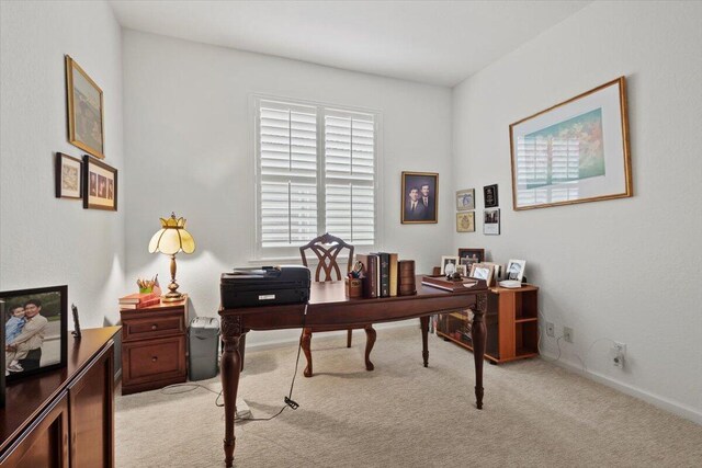 view of carpeted office space