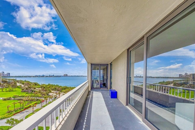 balcony with a water view