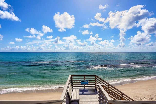 property view of water featuring a view of the beach