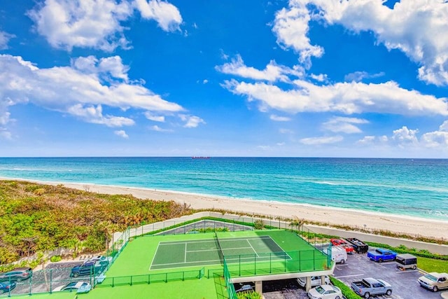 property view of water featuring a beach view