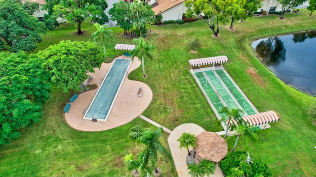 bird's eye view featuring a water view