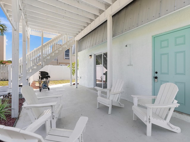 view of patio with a grill