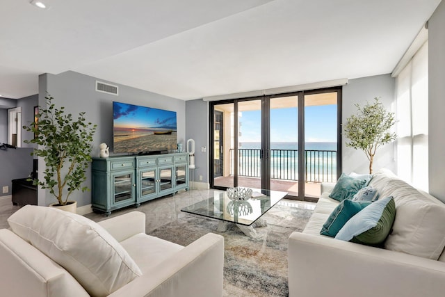 living room featuring expansive windows