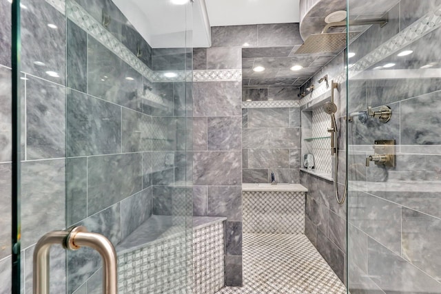 bathroom featuring walk in shower