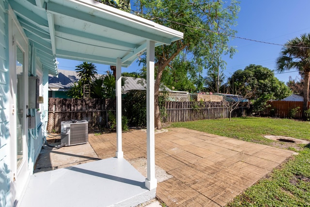 view of patio / terrace with central air condition unit