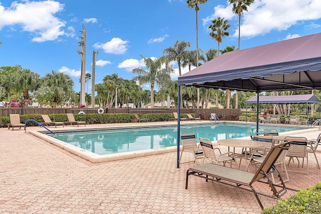 view of swimming pool with a patio area