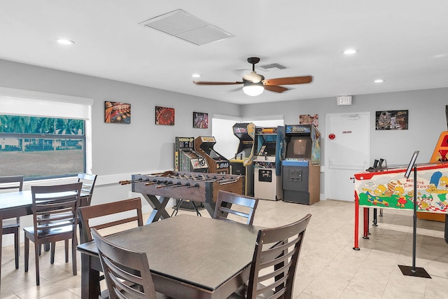 dining area featuring ceiling fan