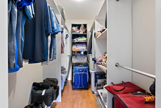 spacious closet with light hardwood / wood-style floors