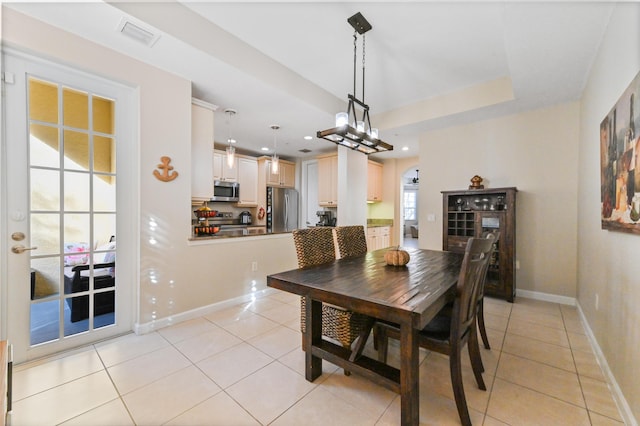 view of tiled dining room