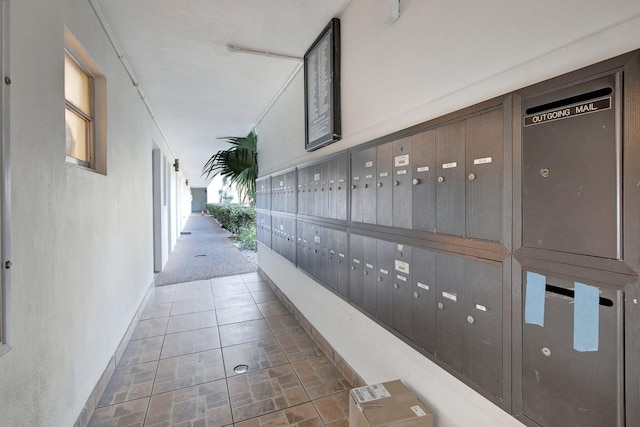 hall featuring mail boxes