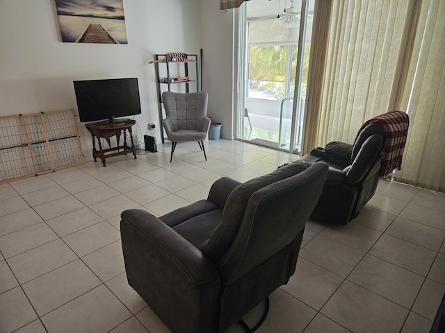 view of tiled living room