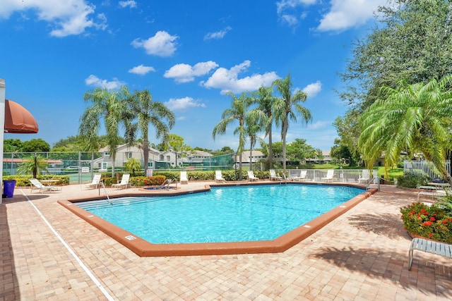 view of pool featuring a patio