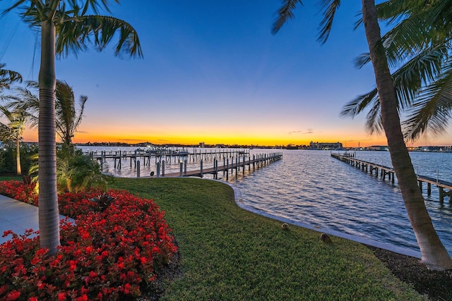 view of dock featuring a water view