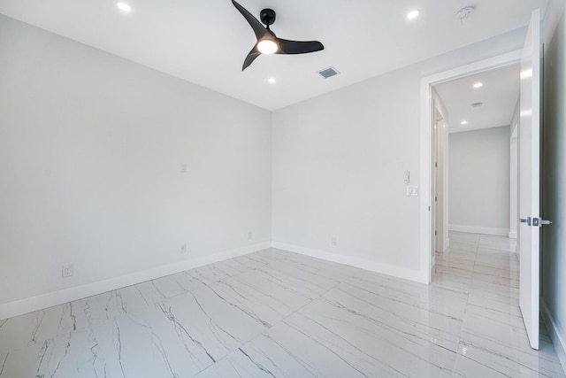 unfurnished room with ceiling fan