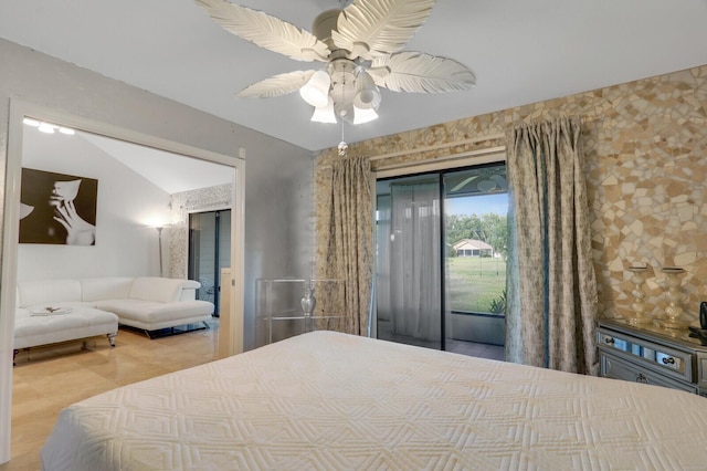 6136 SE Georgetown Pl, Hobe Sound, FL 33455 - bedroom featuring access to outside and ceiling fan