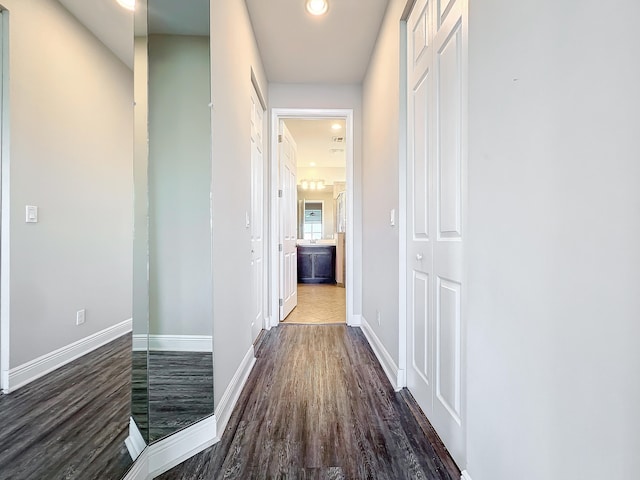 hall featuring dark hardwood / wood-style flooring