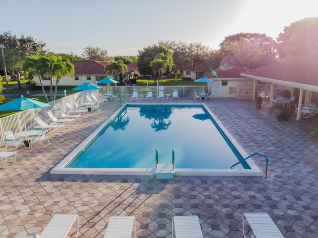 view of pool featuring a patio area