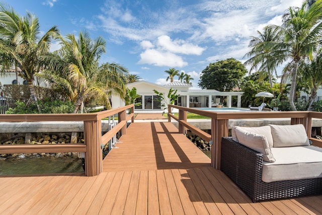 deck featuring a pergola