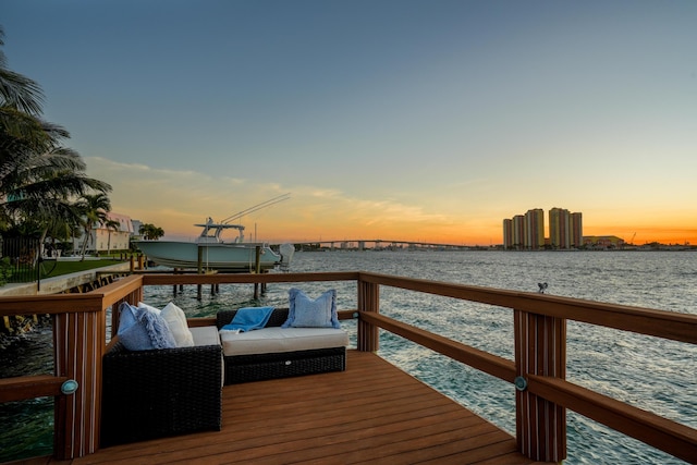 view of dock featuring a water view